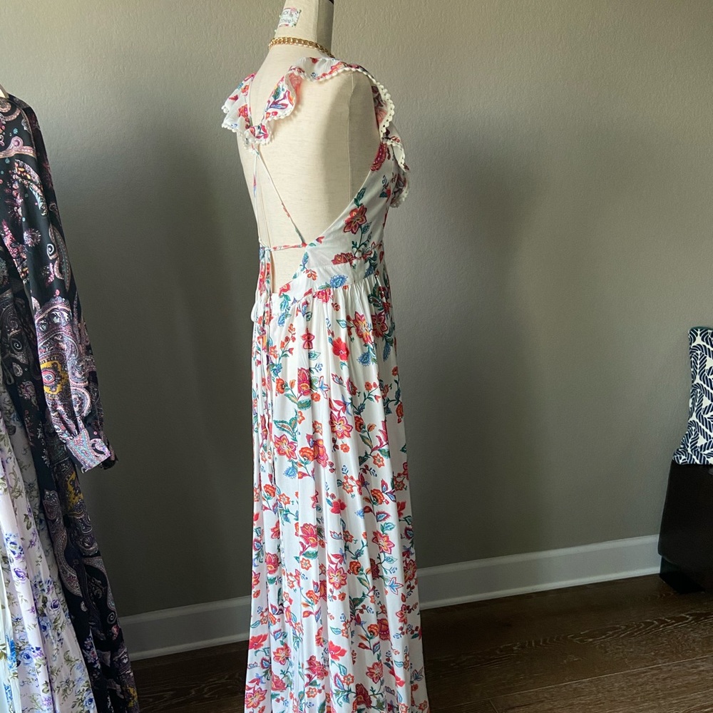 🛍FOREVER 21 Floral Ruffle-trimmed Dress Open-back - Picture 7 of 11